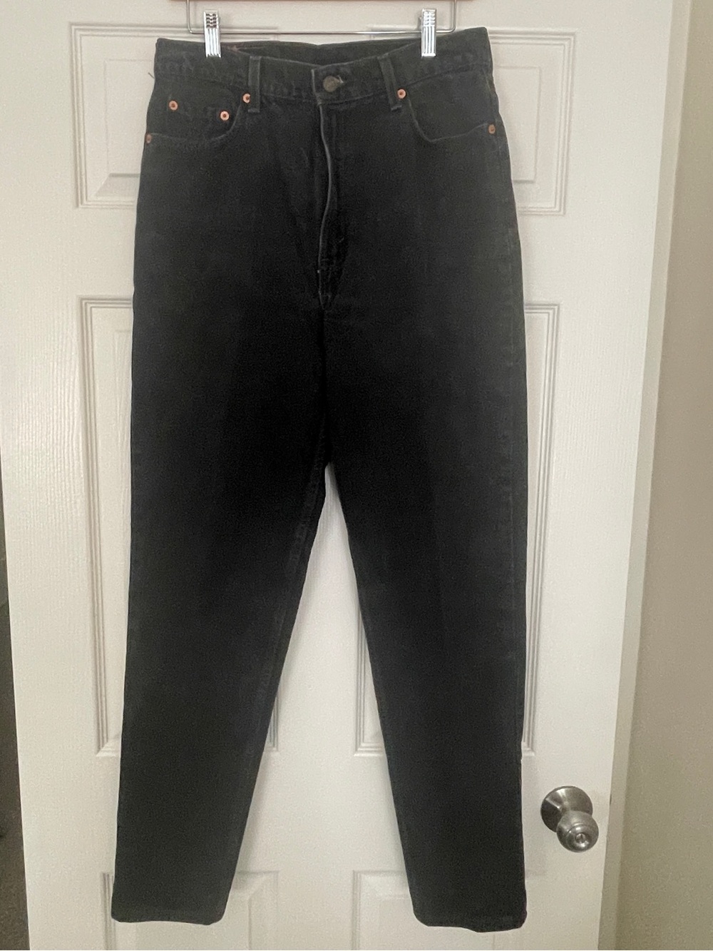 👖Levi's Original Tapered Fit Tapered Leg Black Premium Denim Jeans Size 14 Long👖